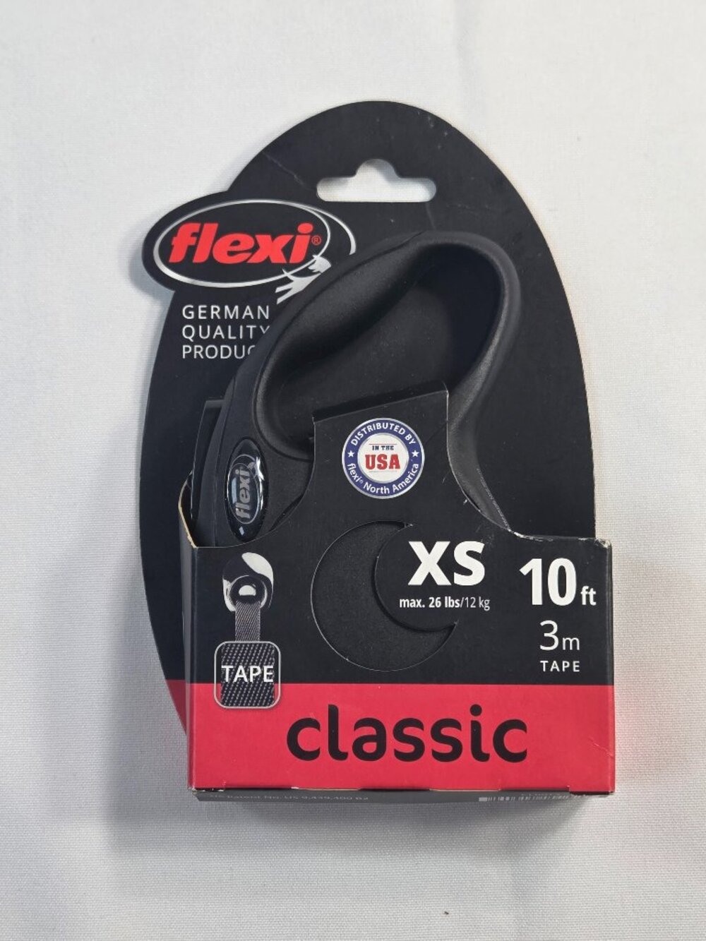 NIP Flexi Retractable Dog Leash XS Black 10ft Tape Lead Small Pets up to 26 lbs